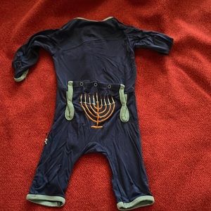 0-3 Month Kickee Pants Hanukkah Onsie. Blue